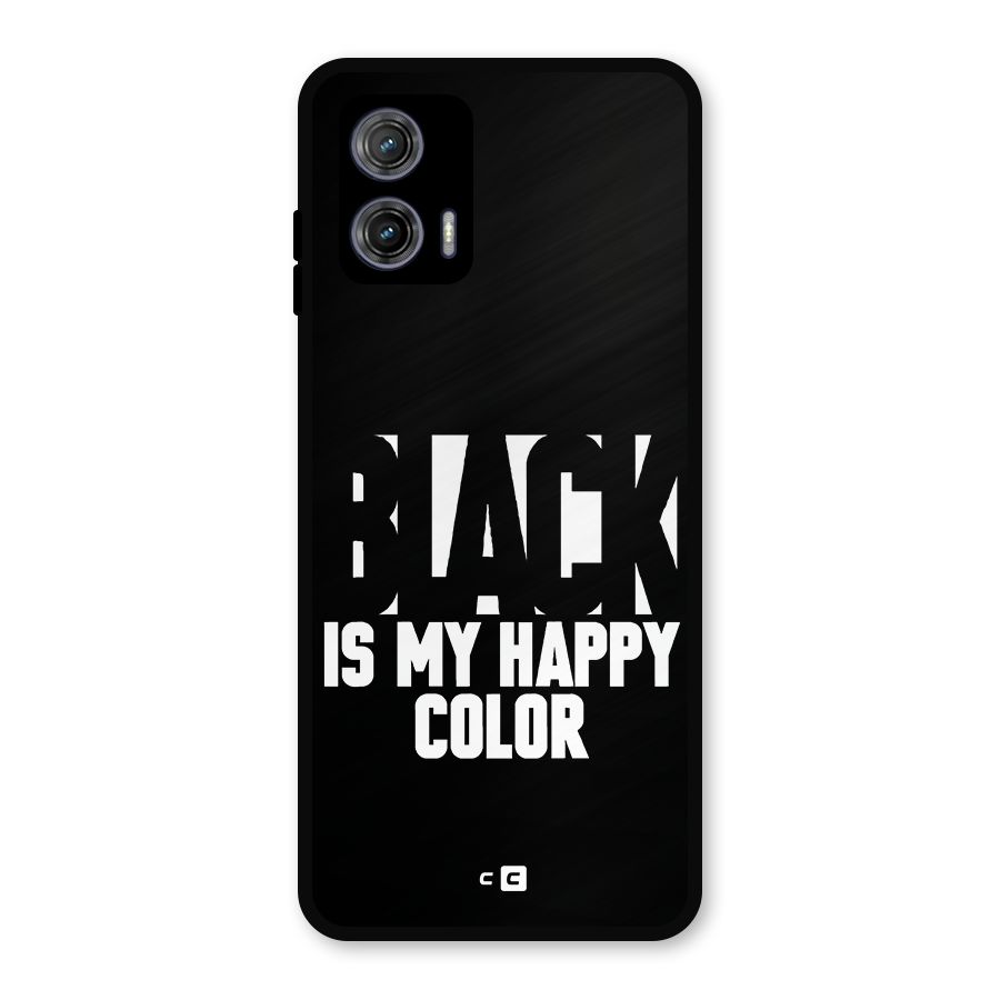 Black My Happy Color Metal Back Case for Moto G73