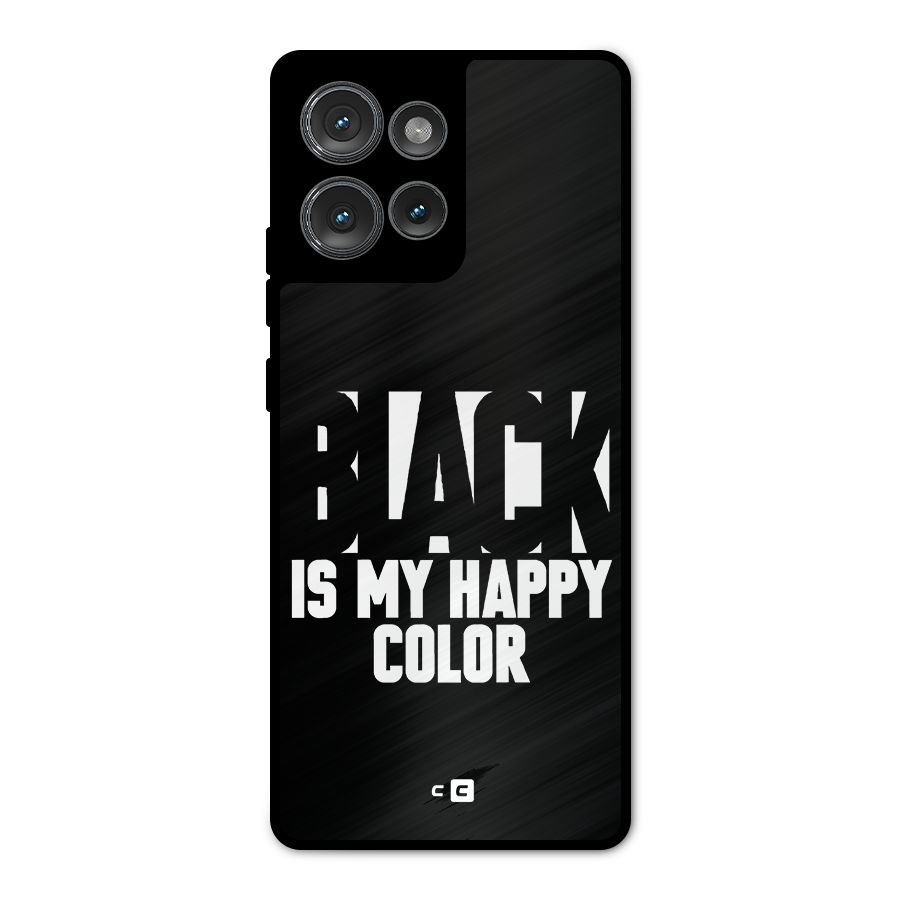 Black My Happy Color Metal Back Case for Motorola Edge 50