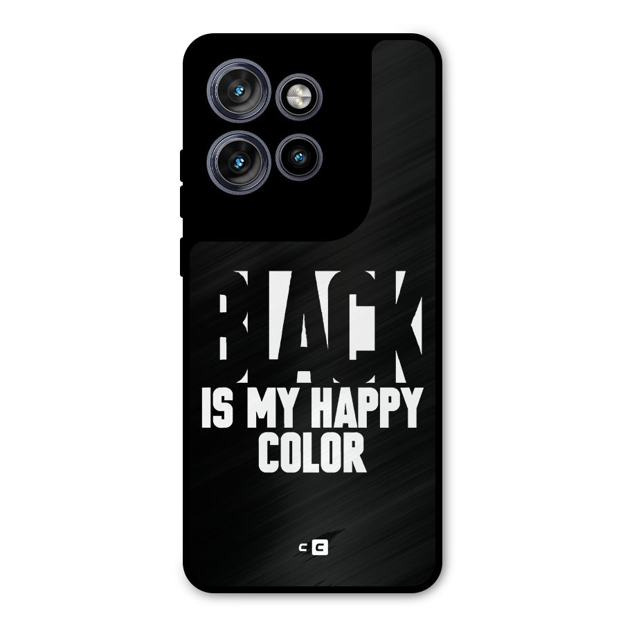 Black My Happy Color Metal Back Case for Motorola Edge 50 Neo