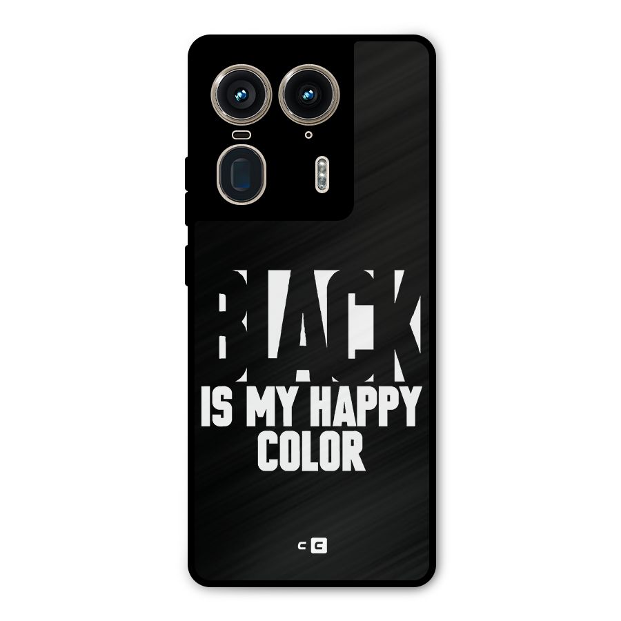 Black My Happy Color Metal Back Case for Motorola Edge 50 Ultra
