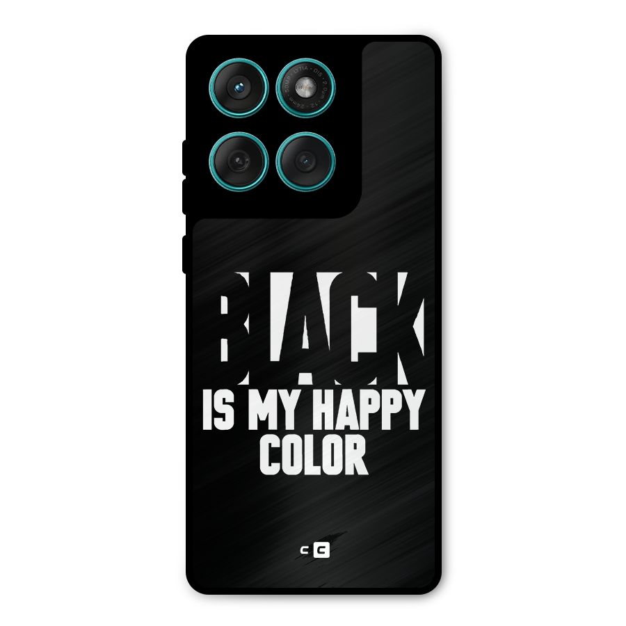 Black My Happy Color Metal Back Case for Motorola Edge 60