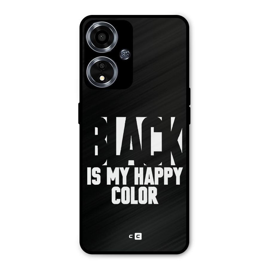 Black My Happy Color Metal Back Case for Oppo A59