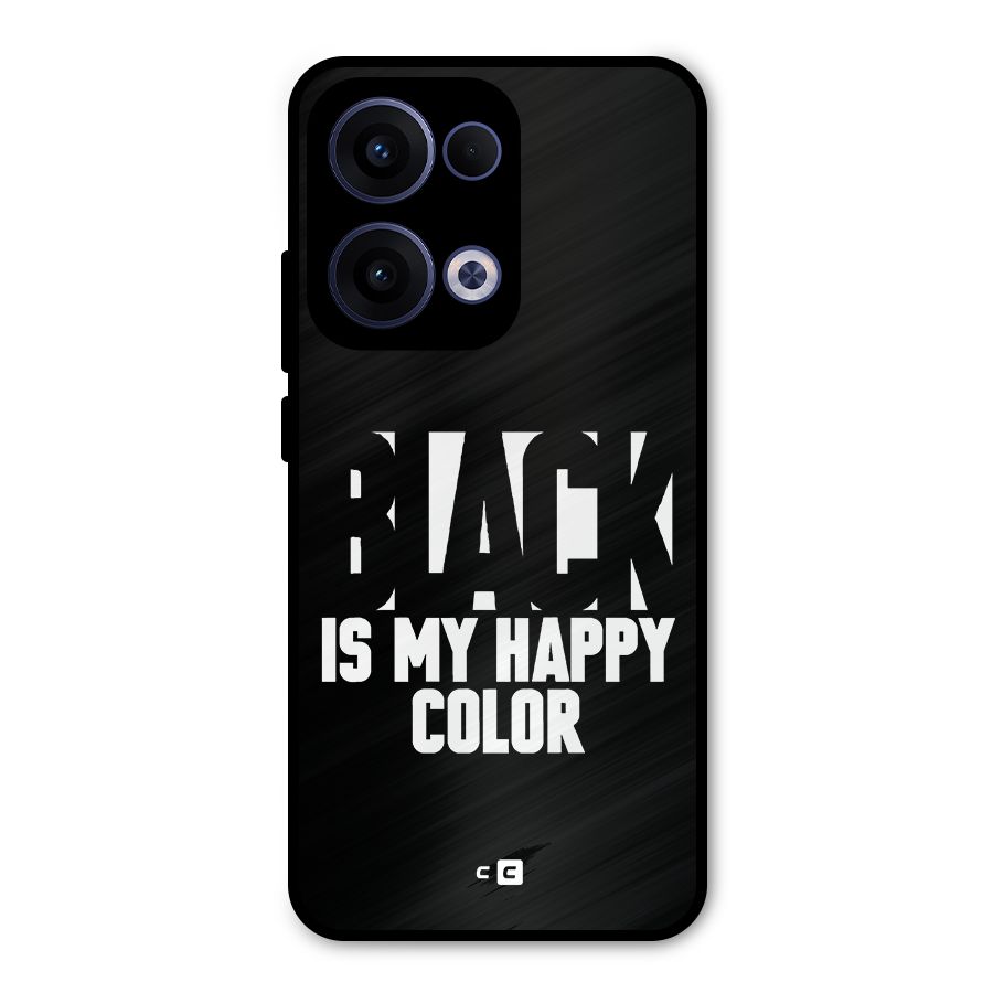 Black My Happy Color Metal Back Case for Oppo Reno13