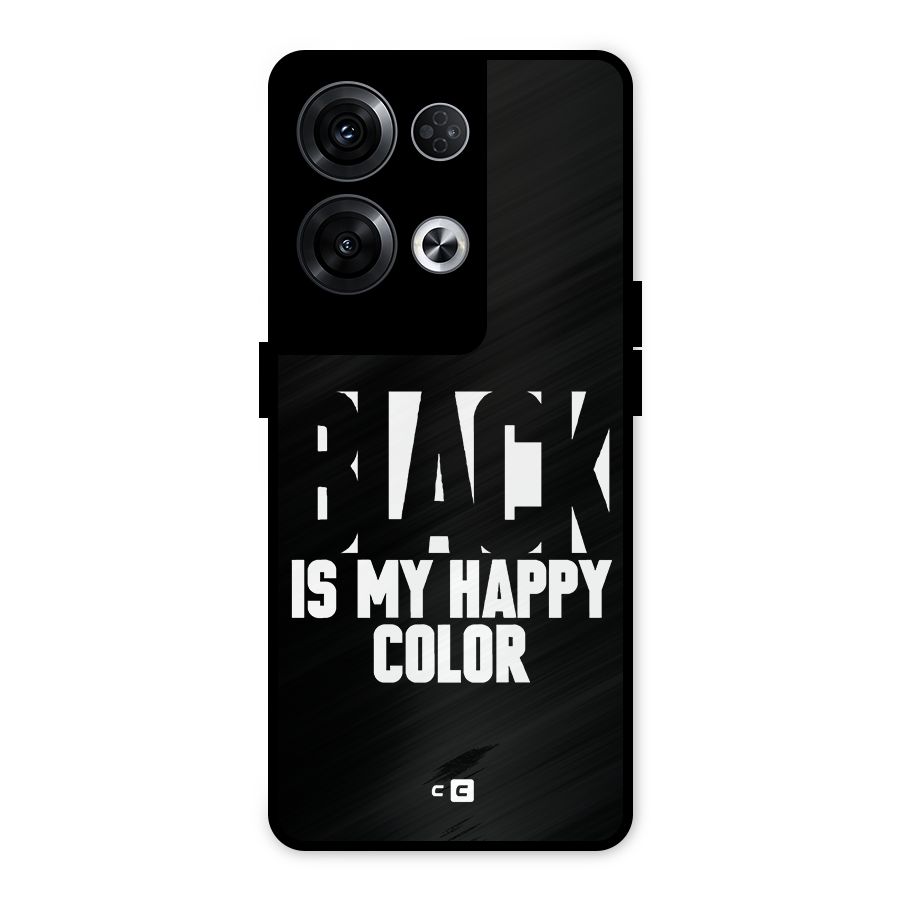 Black My Happy Color Metal Back Case for Oppo Reno8 Pro 5G