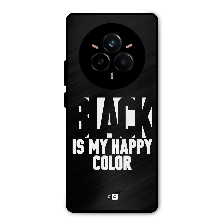 Black My Happy Color Metal Back Case for Realme 14 Pro Plus