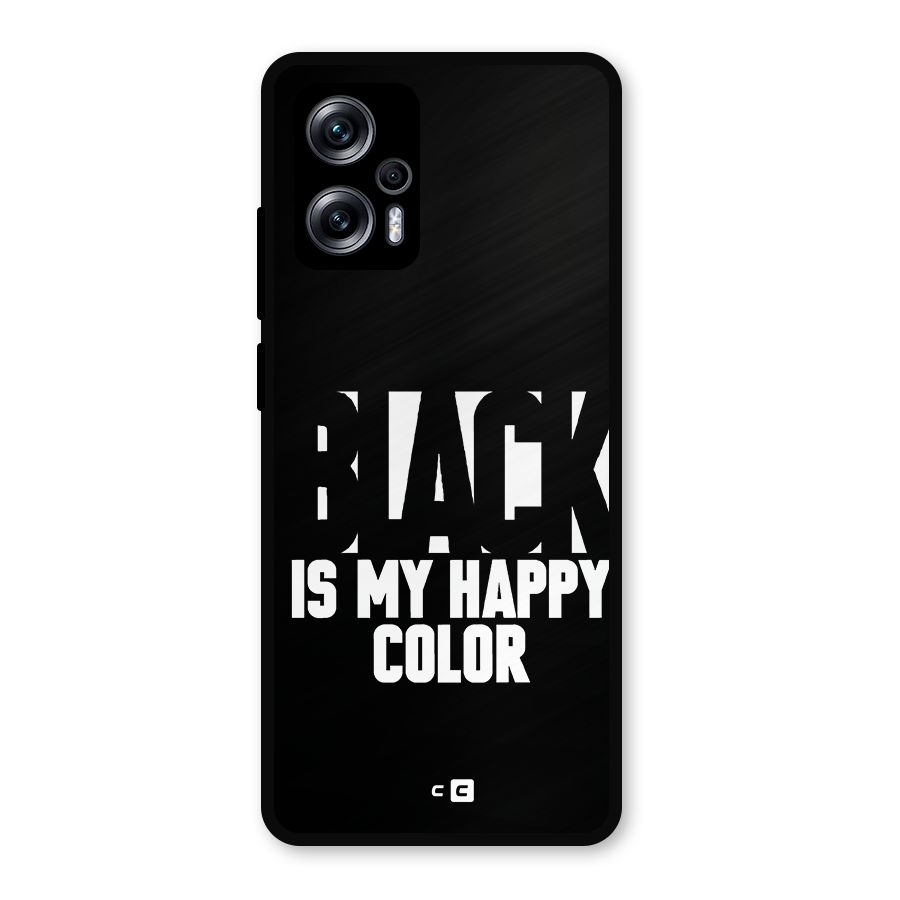 Black My Happy Color Metal Back Case for Redmi K50i