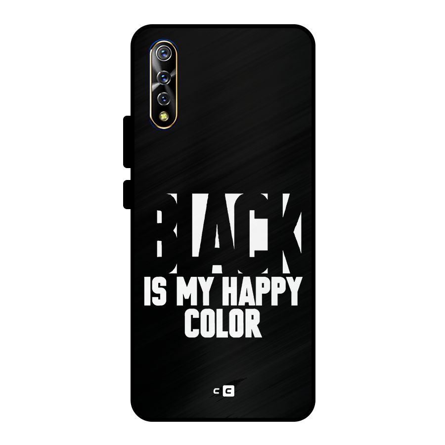 Black My Happy Color Metal Back Case for Vivo S1
