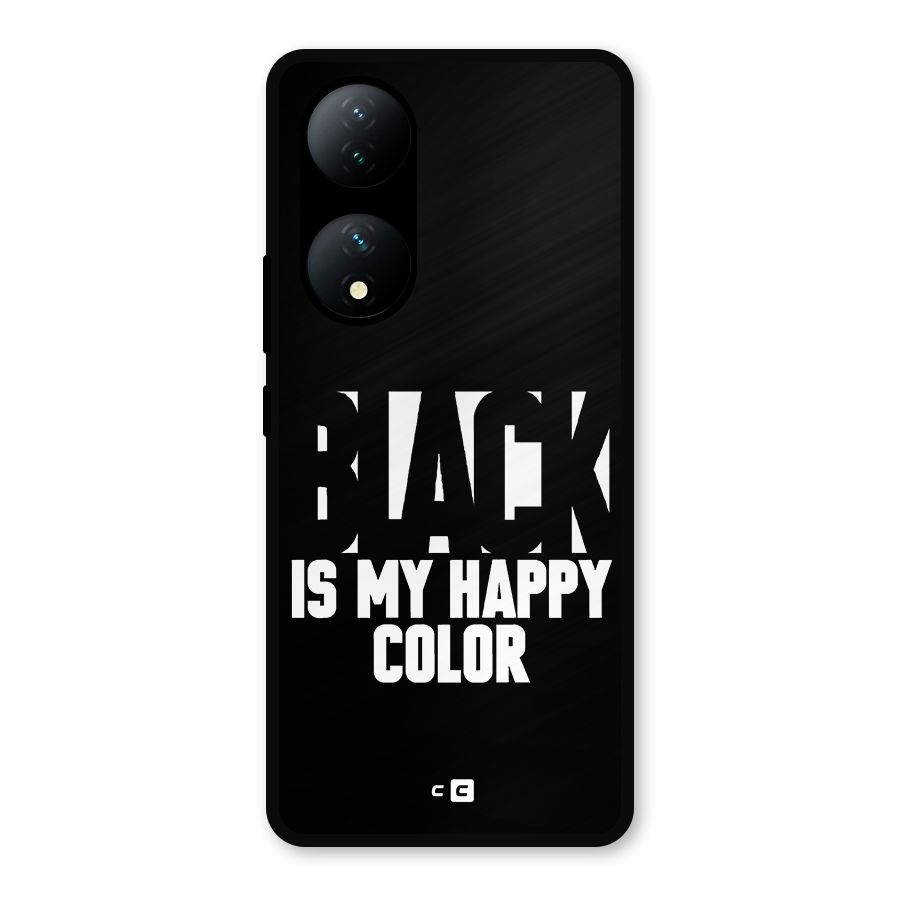 Black My Happy Color Metal Back Case for Vivo T2