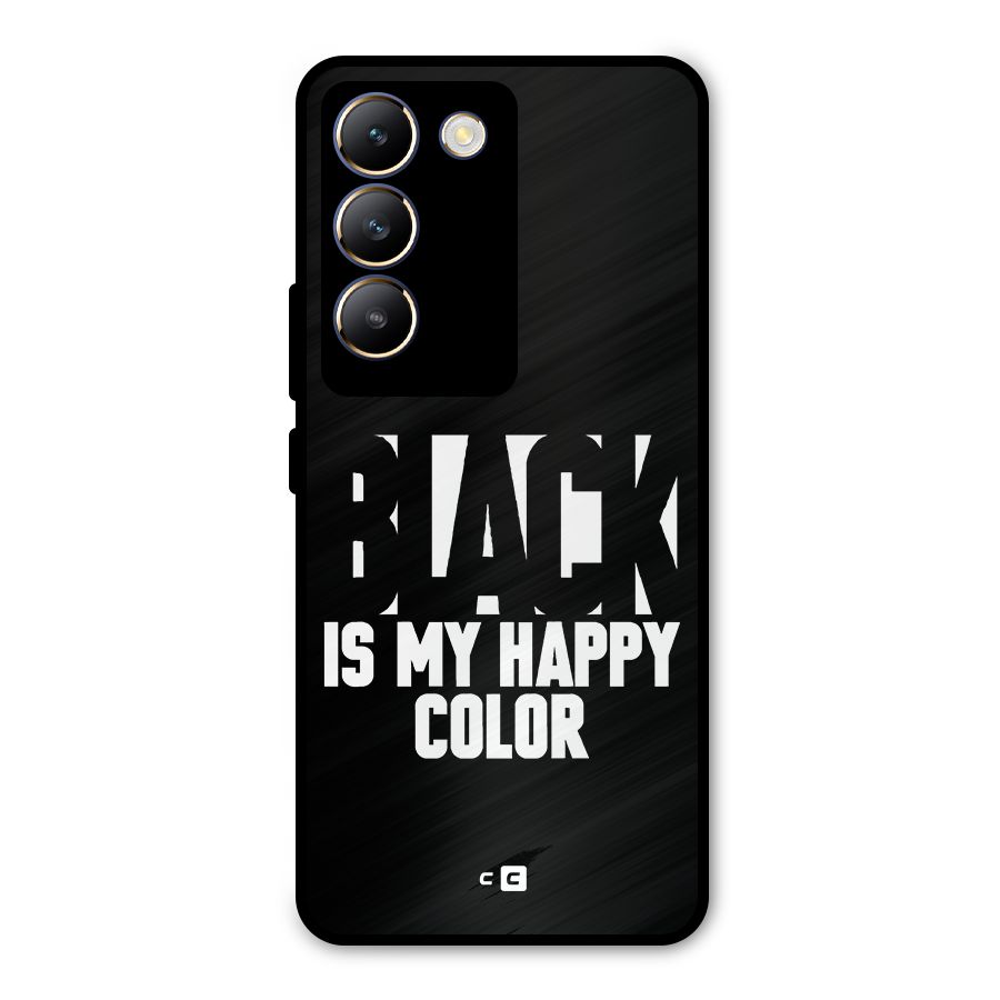 Black My Happy Color Metal Back Case for Vivo T3 5G