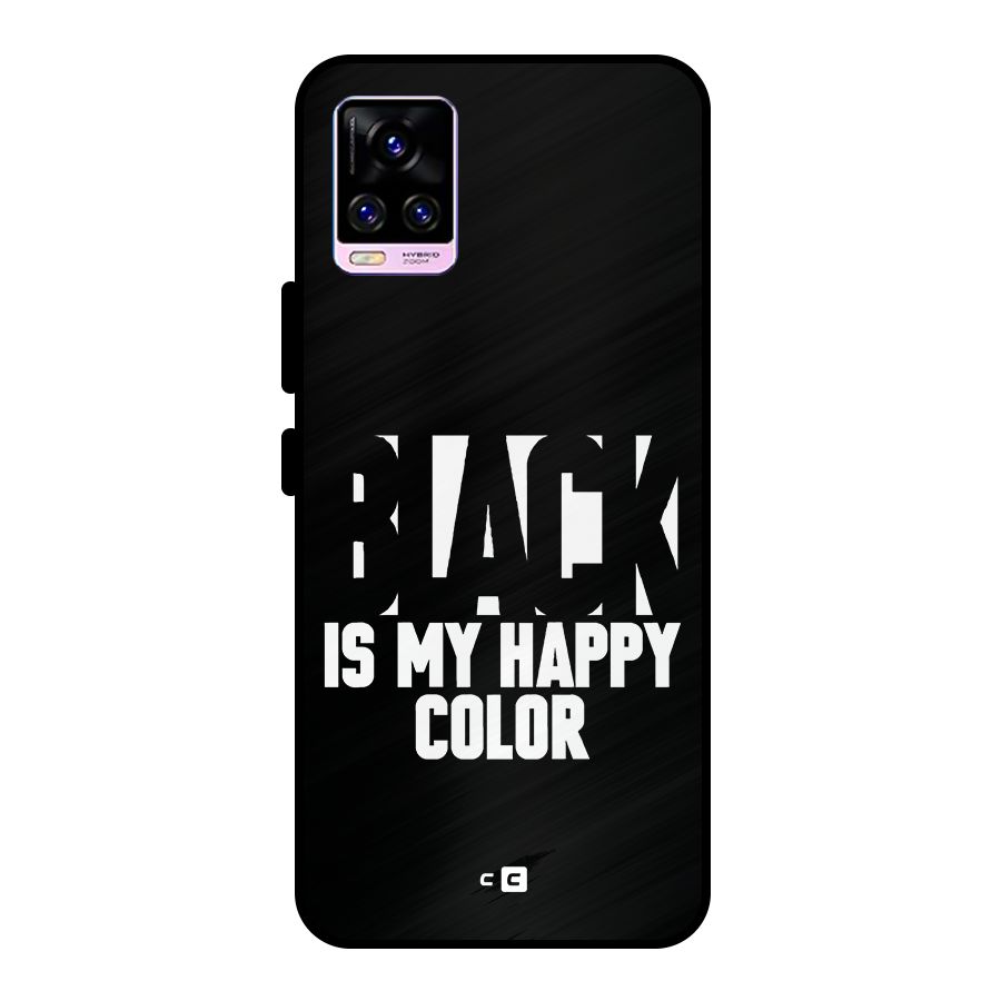 Black My Happy Color Metal Back Case for Vivo V20 Pro