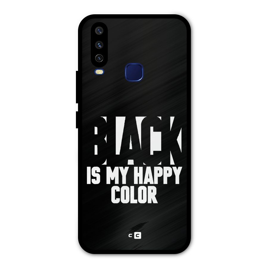 Black My Happy Color Metal Back Case for Vivo Y15