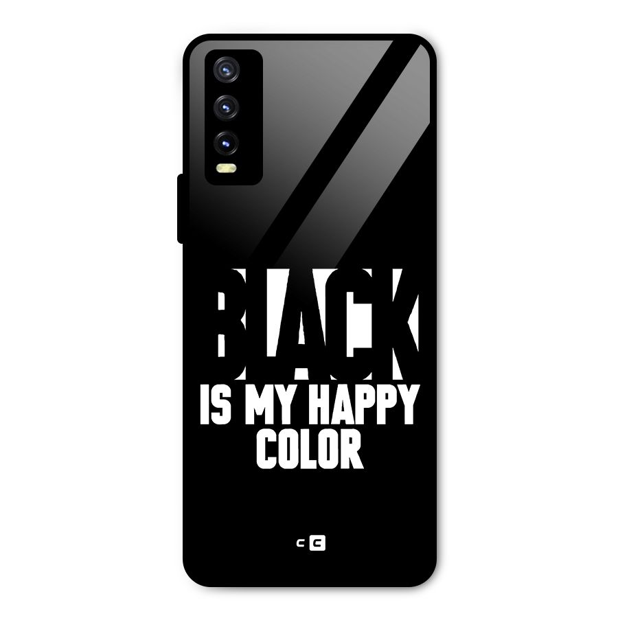 Black My Happy Color Metal Back Case for Vivo Y20t