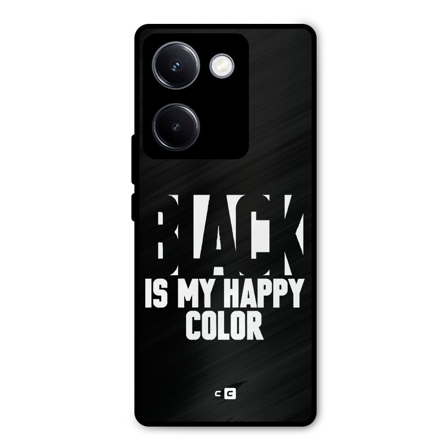 Black My Happy Color Metal Back Case for Vivo Y300 Plus
