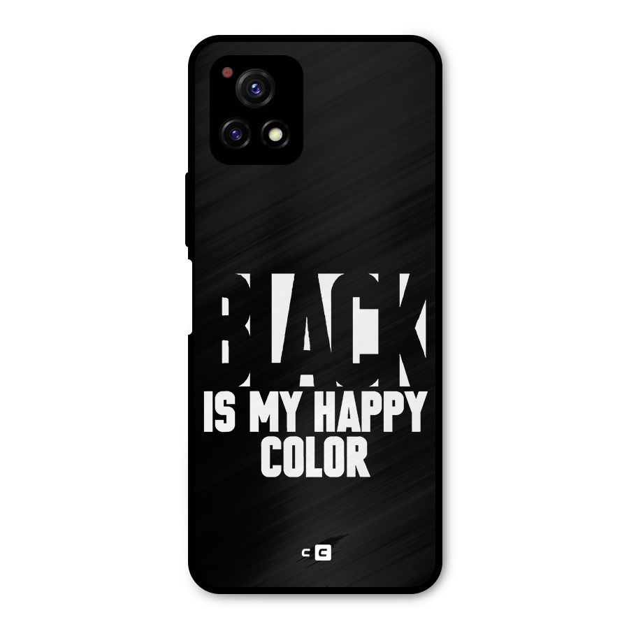 Black My Happy Color Metal Back Case for Vivo Y72 5G