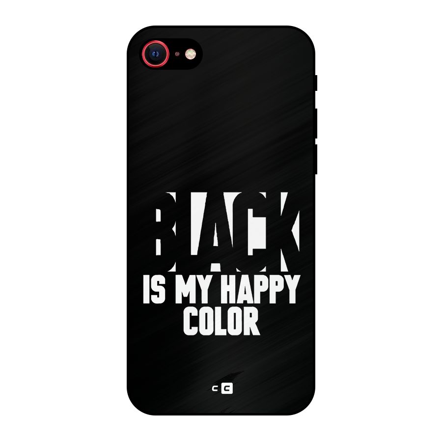 Black My Happy Color Metal Back Case for iPhone SE 2022
