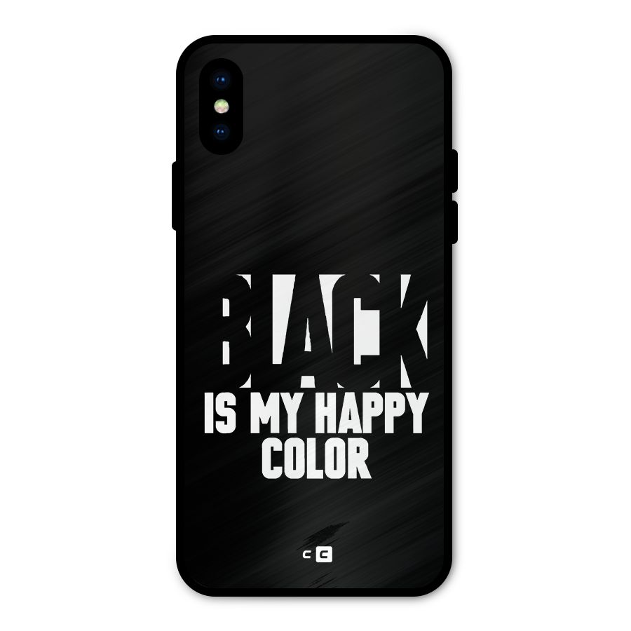 Black My Happy Color Metal Back Case for iPhone XS