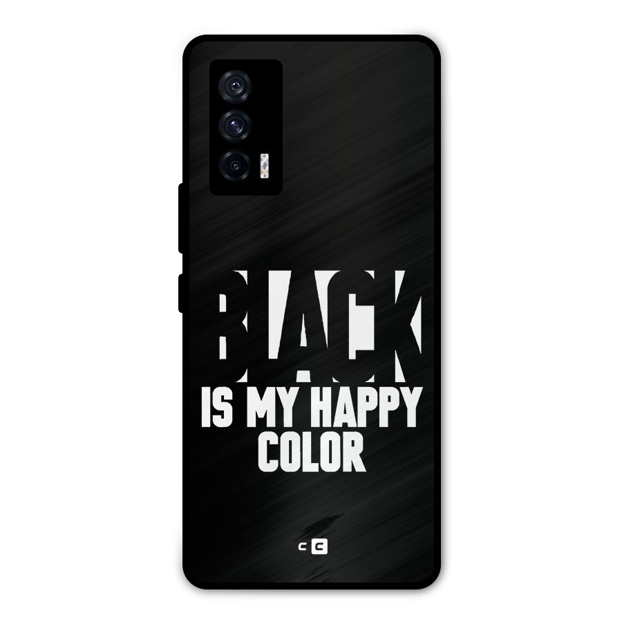 Black My Happy Color Metal Back Case for iQOO 7 5G