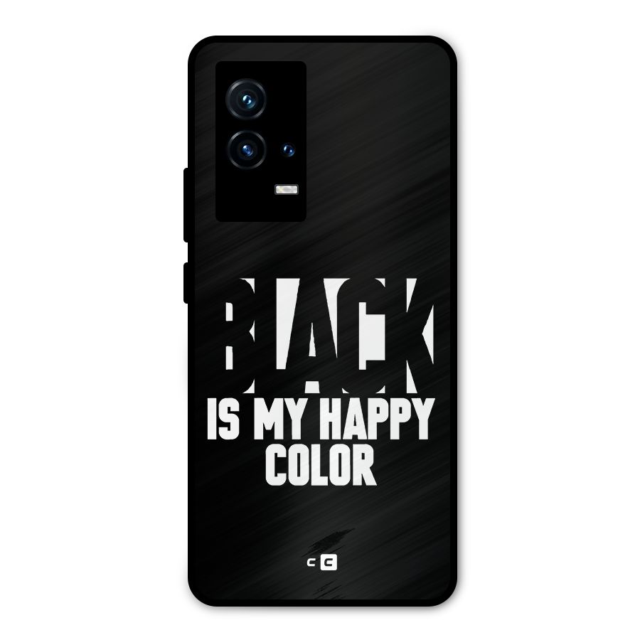Black My Happy Color Metal Back Case for iQOO 9 5G