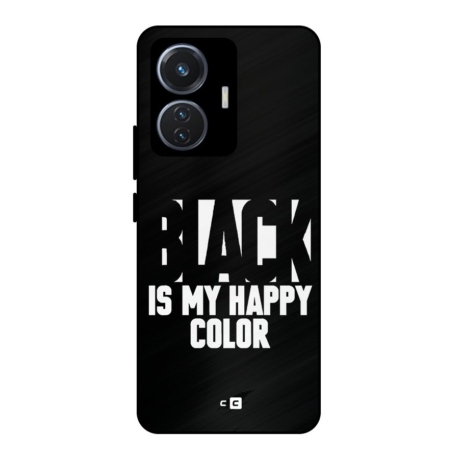 Black My Happy Color Metal Back Case for iQOO Z6 44W