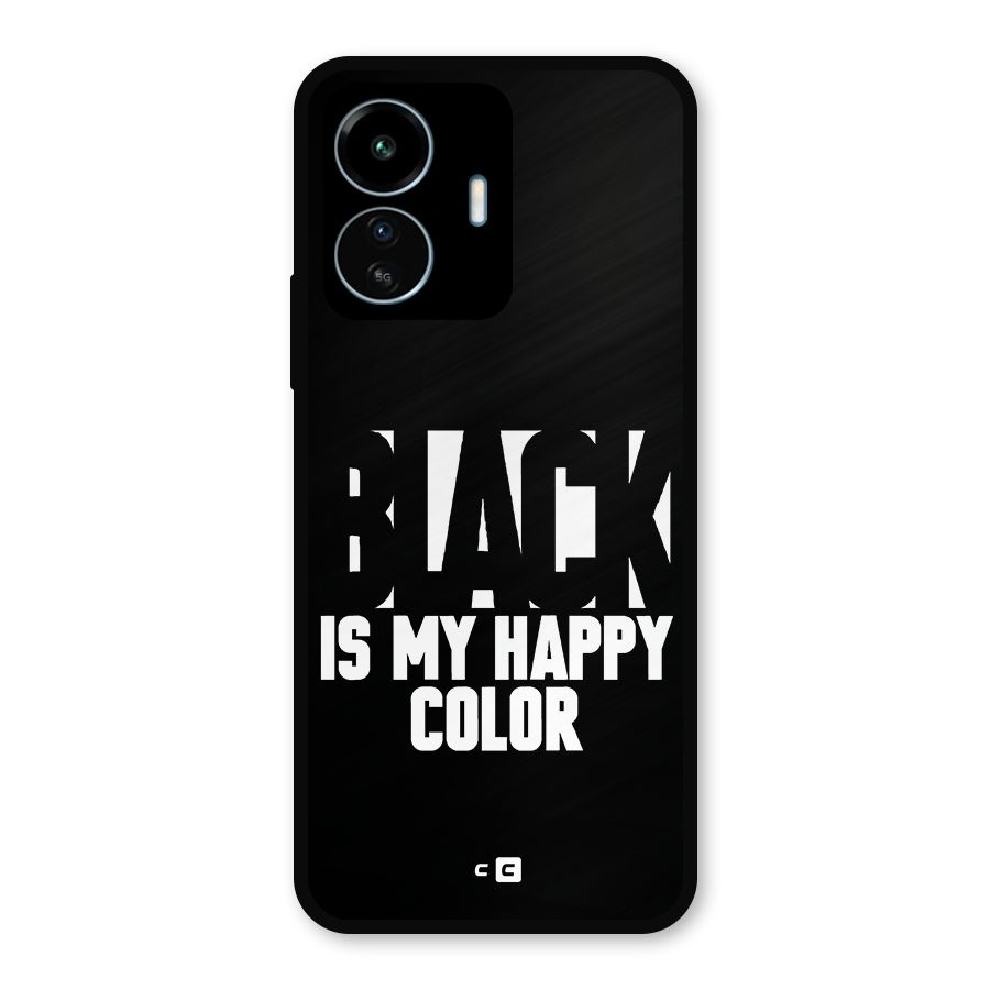 Black My Happy Color Metal Back Case for vivo iQOO Z6 Lite 5G