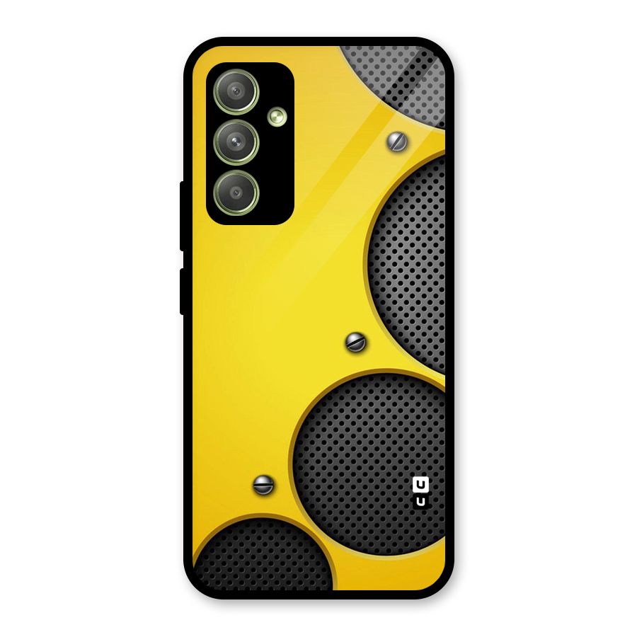 Black Net Yellow Glass Back Case for Galaxy A54