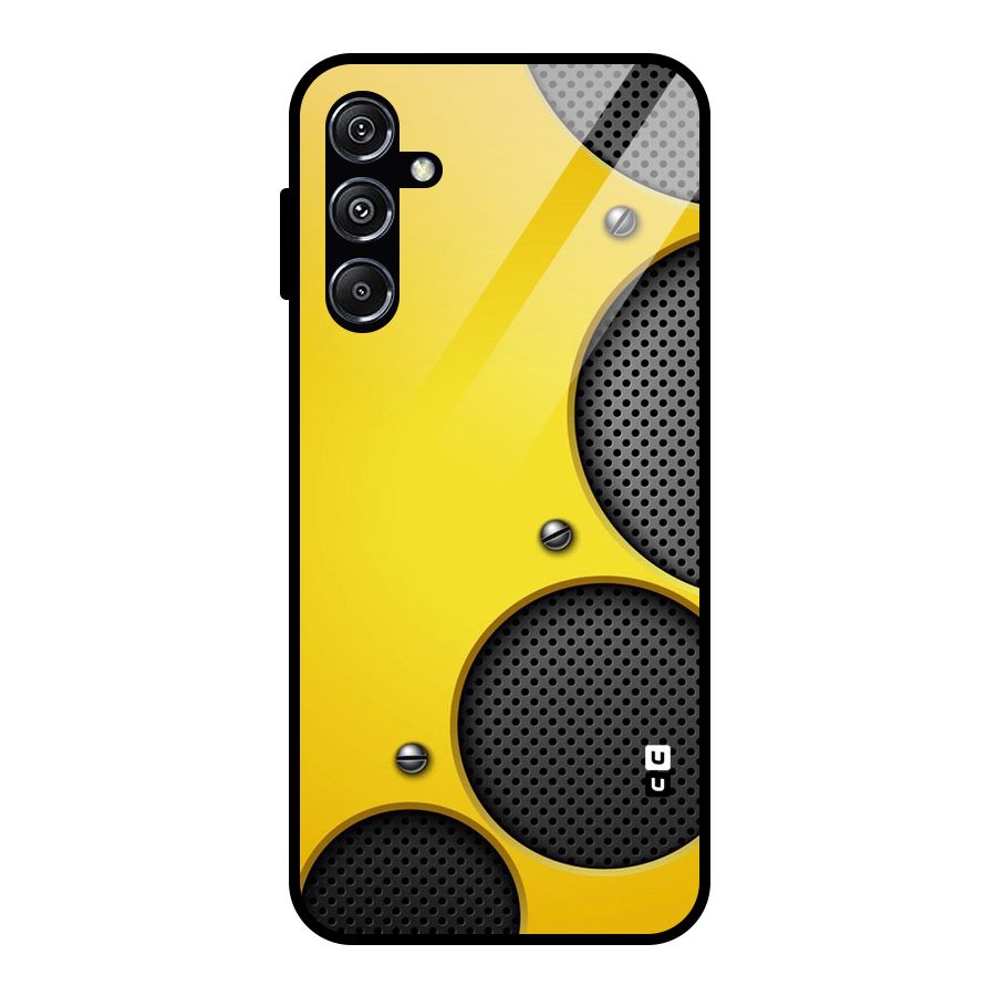 Black Net Yellow Glass Back Case for Galaxy M34 5G