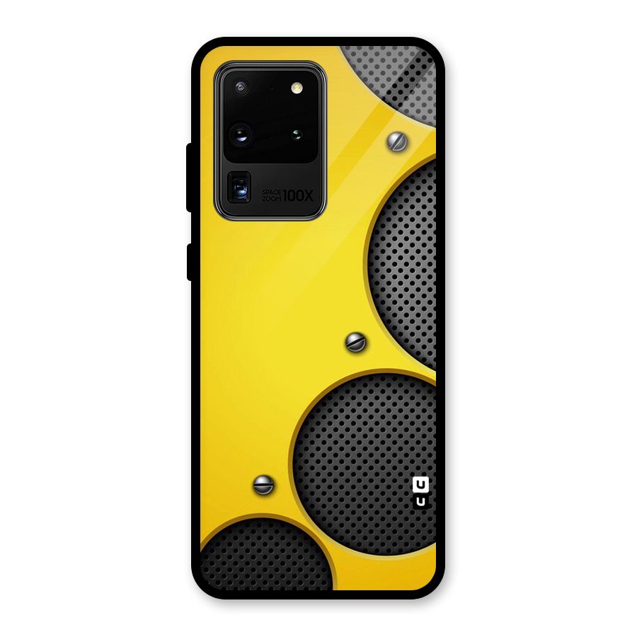 Black Net Yellow Glass Back Case for Galaxy S20 Ultra