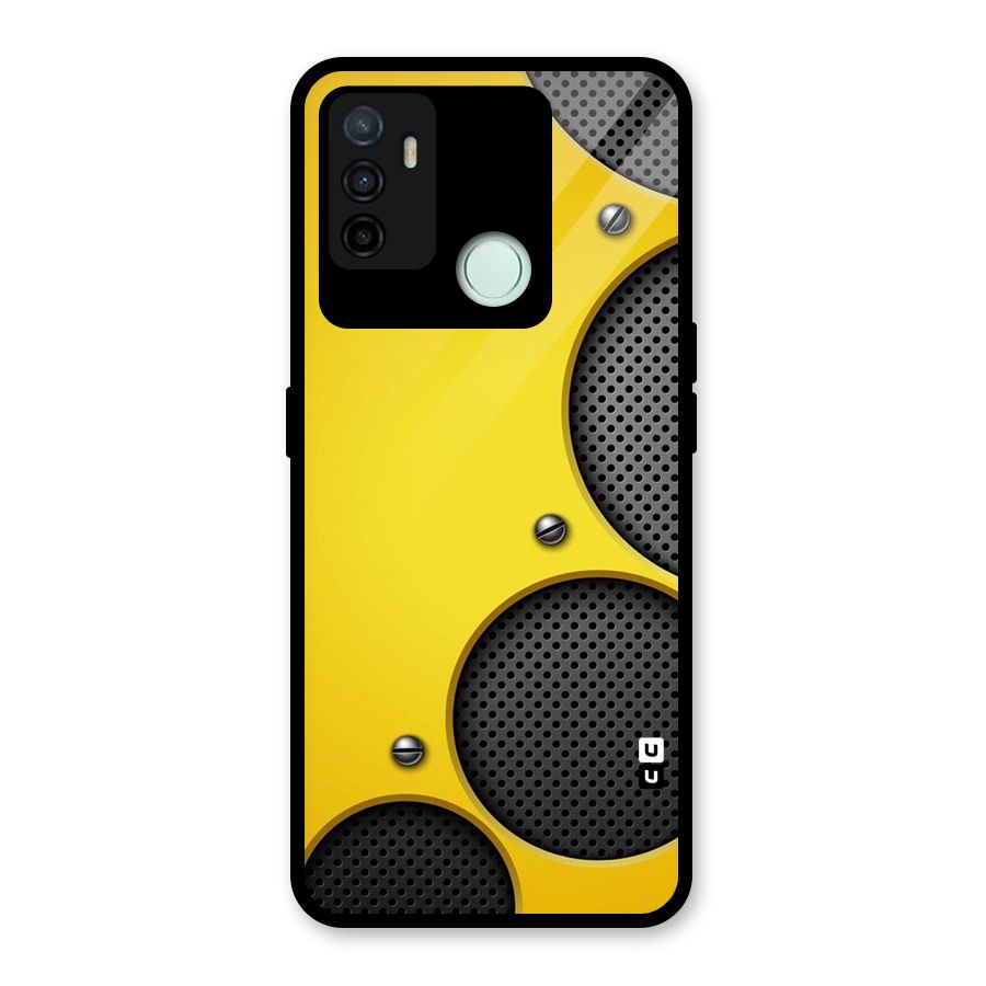 Black Net Yellow Glass Back Case for Oppo A53
