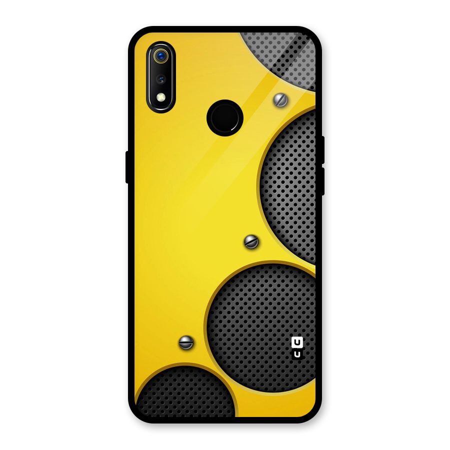 Black Net Yellow Glass Back Case for Realme 3i