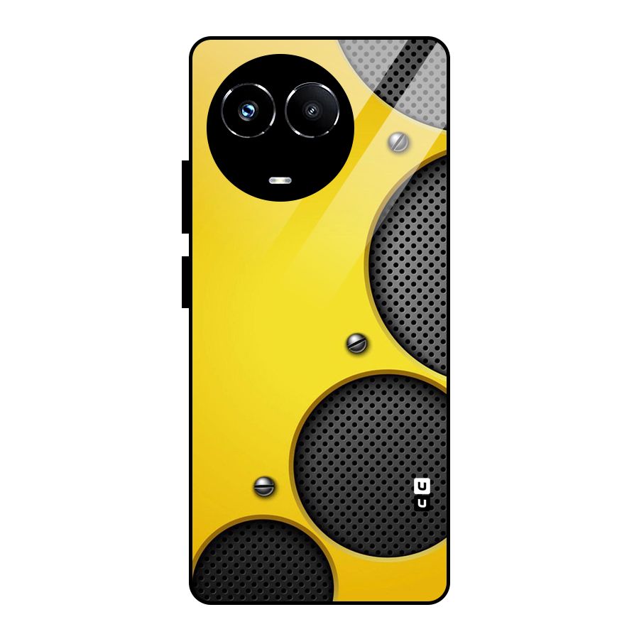 Black Net Yellow Glass Back Case for Realme Narzo 60X