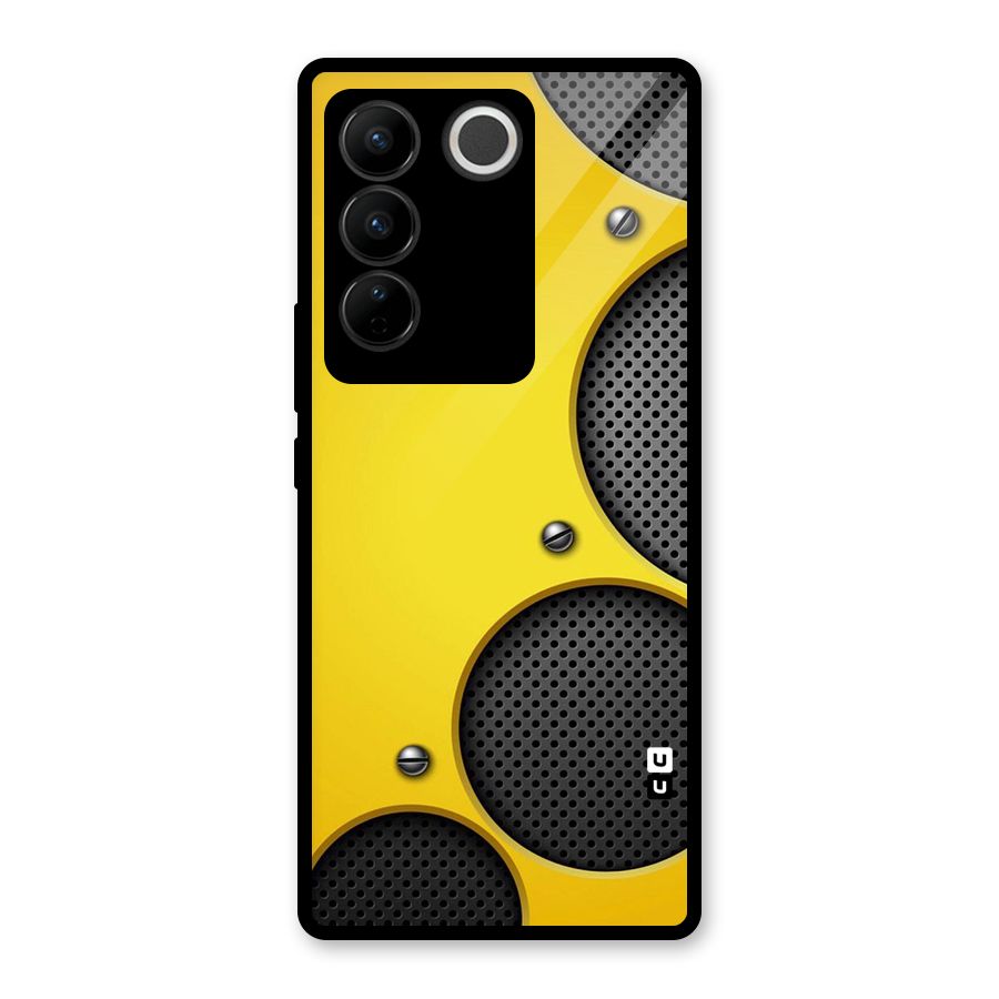 Black Net Yellow Glass Back Case for Vivo V27
