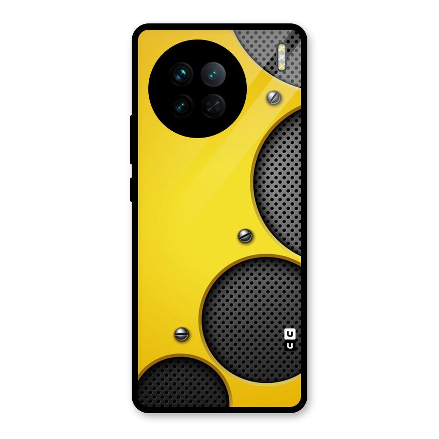 Black Net Yellow Glass Back Case for Vivo X90