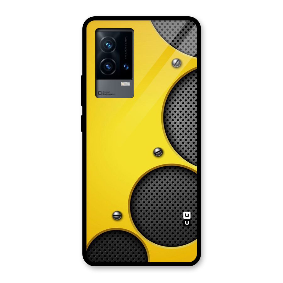 Black Net Yellow Glass Back Case for iQOO 9 5G