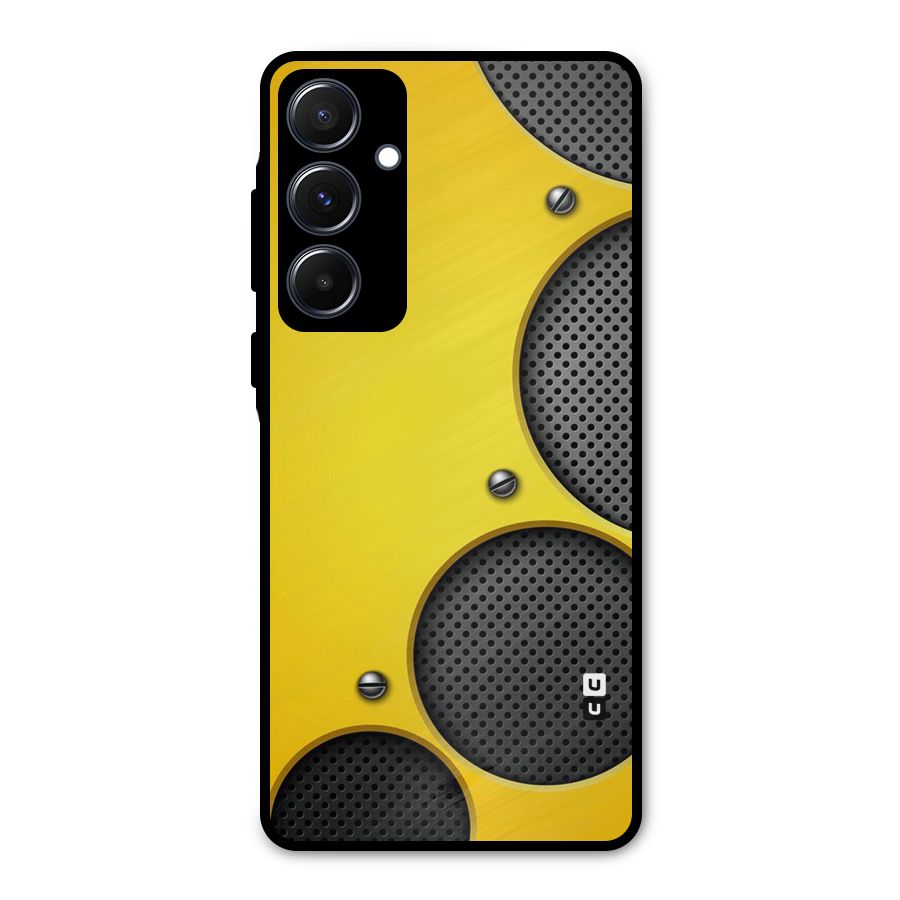 Black Net Yellow Metal Back Case for Galaxy A55