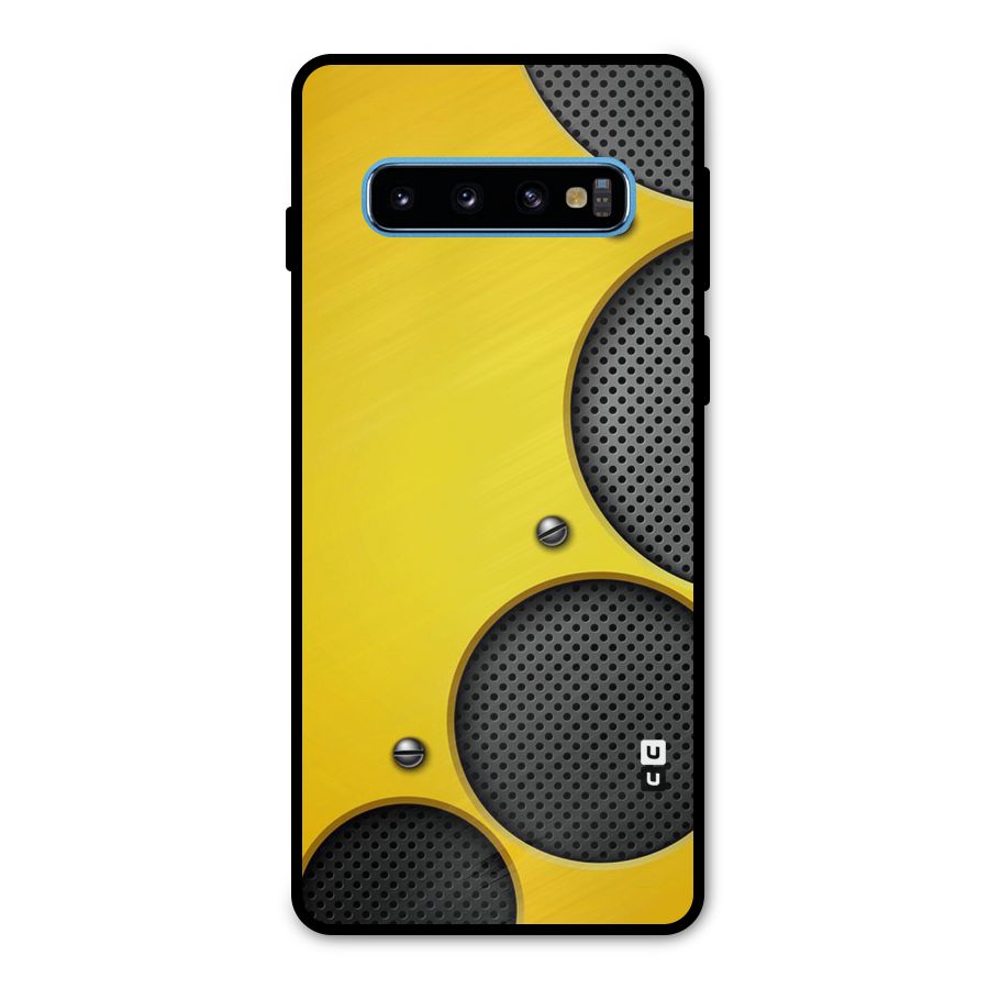 Black Net Yellow Metal Back Case for Galaxy S10