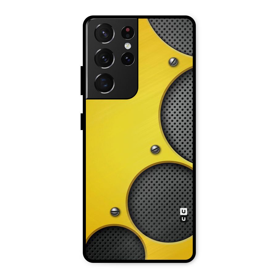 Black Net Yellow Metal Back Case for Galaxy S21 Ultra 5G