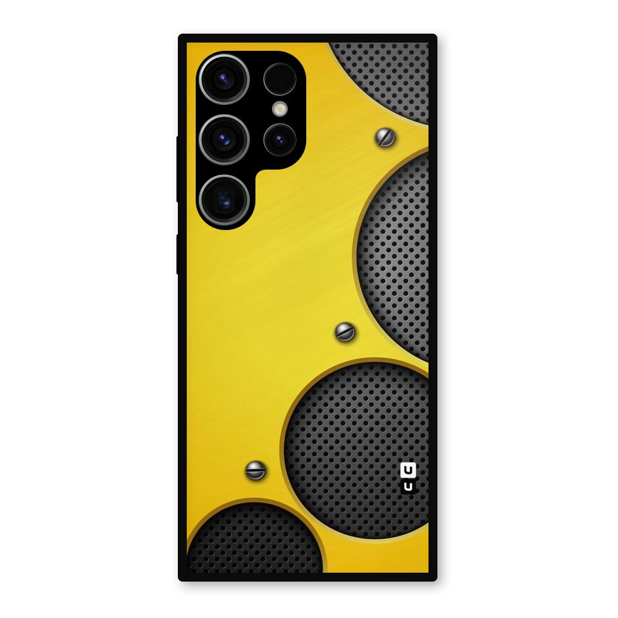 Black Net Yellow Metal Back Case for Galaxy S23 Ultra