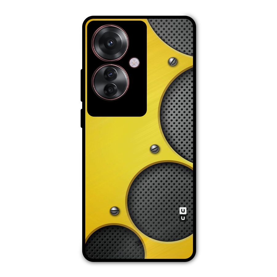 Black Net Yellow Metal Back Case for Oppo F25 Pro