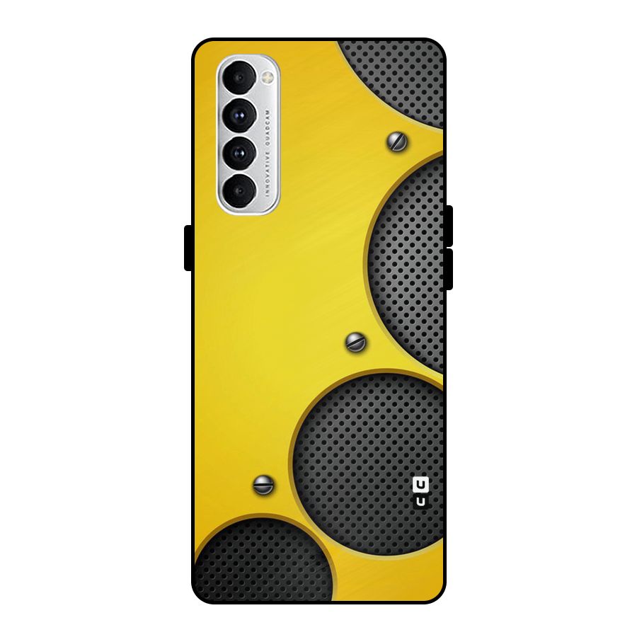 Black Net Yellow Metal Back Case for Oppo Reno4 Pro
