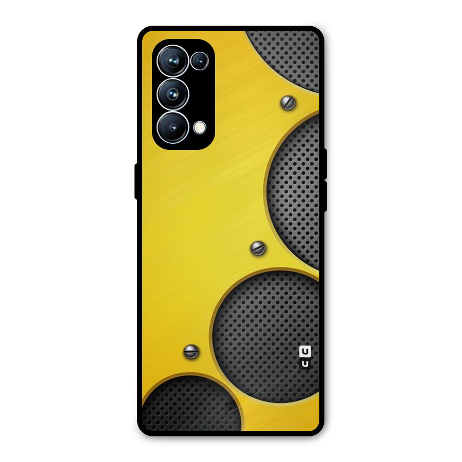 Black Net Yellow Metal Back Case for Oppo Reno5 Pro 5G