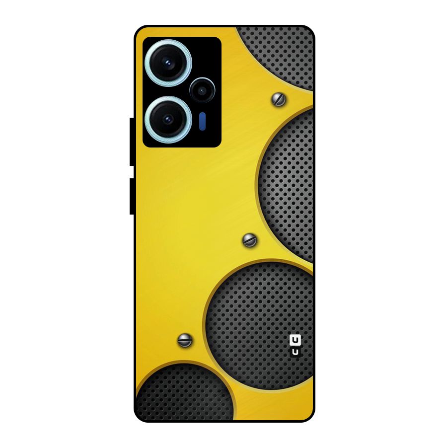 Black Net Yellow Metal Back Case for Poco F5