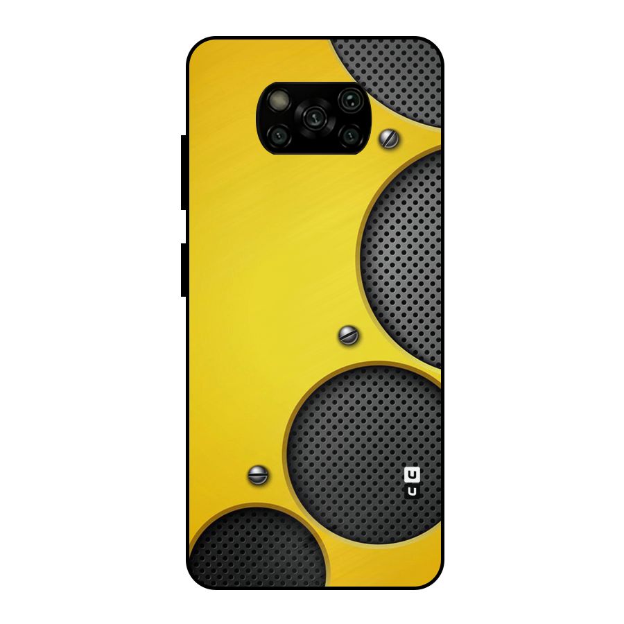 Black Net Yellow Metal Back Case for Poco X3
