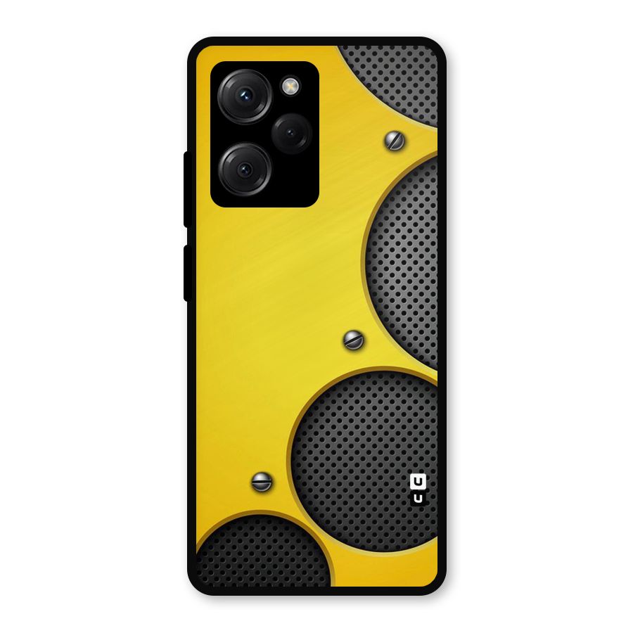 Black Net Yellow Metal Back Case for Poco X5 Pro
