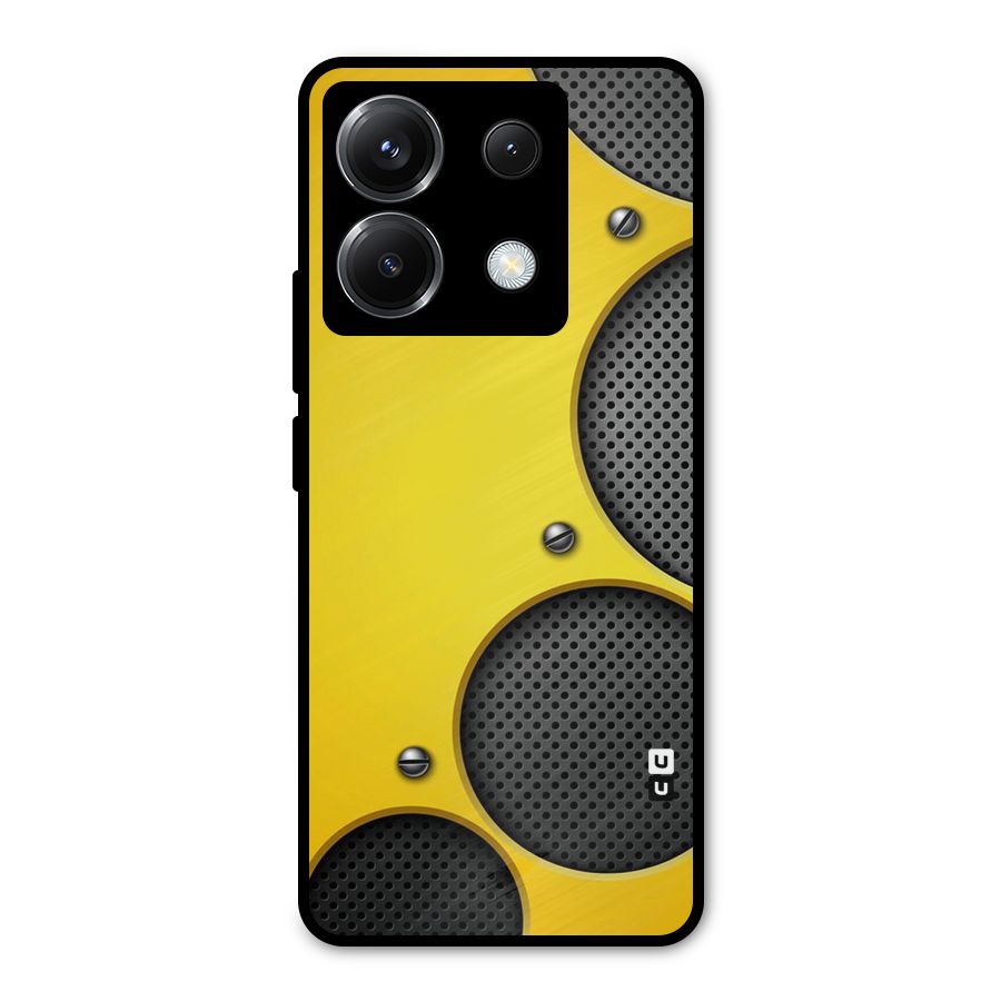 Black Net Yellow Metal Back Case for Poco X6