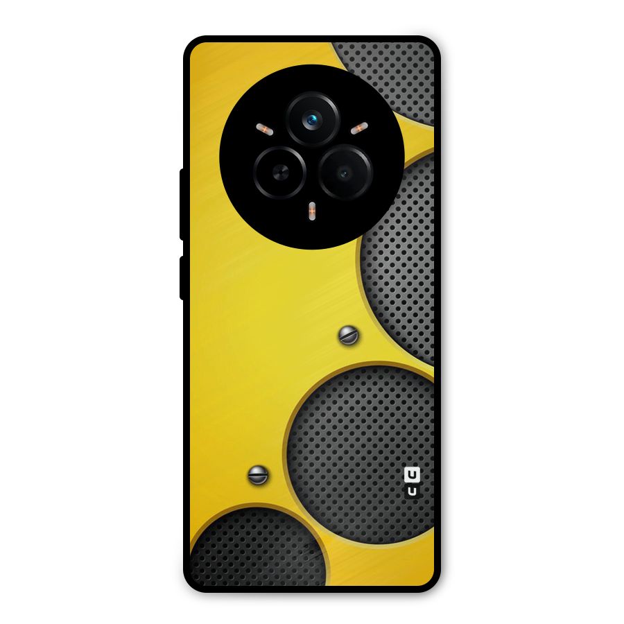 Black Net Yellow Metal Back Case for Realme 14 Pro