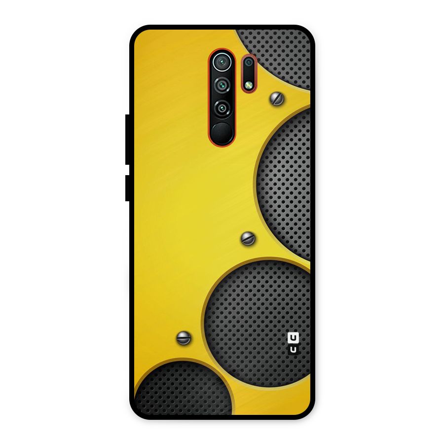 Black Net Yellow Metal Back Case for Redmi 9 Prime