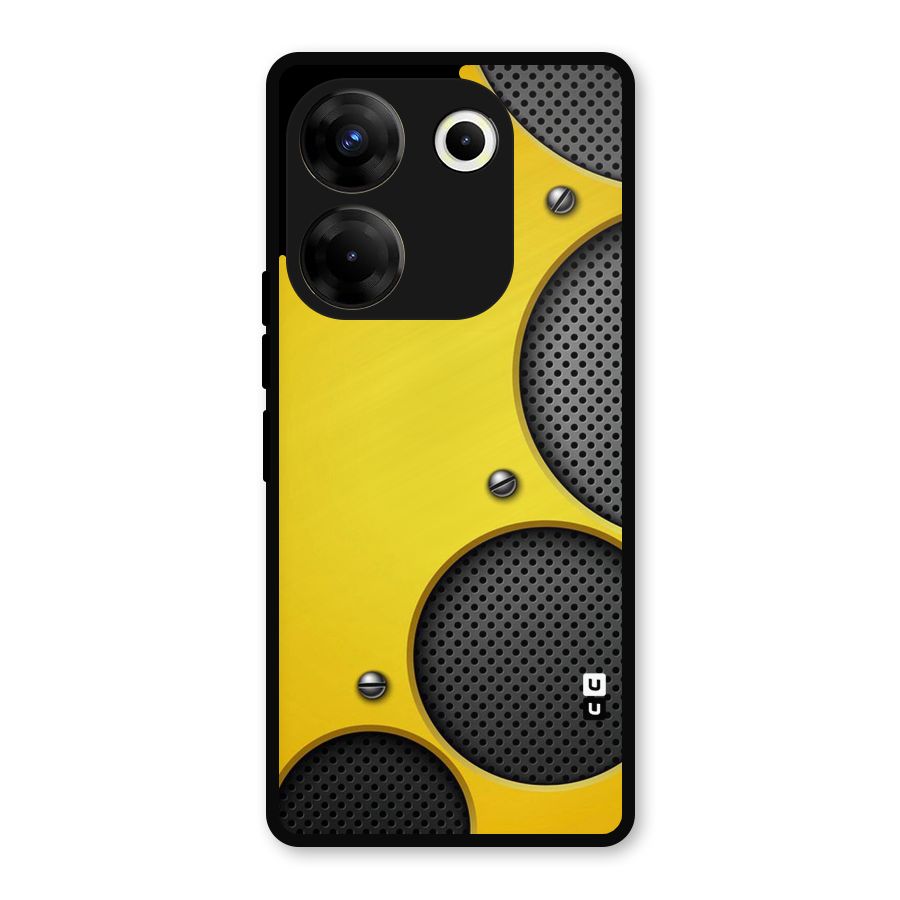 Black Net Yellow Metal Back Case for Tecno Camon 20 Pro