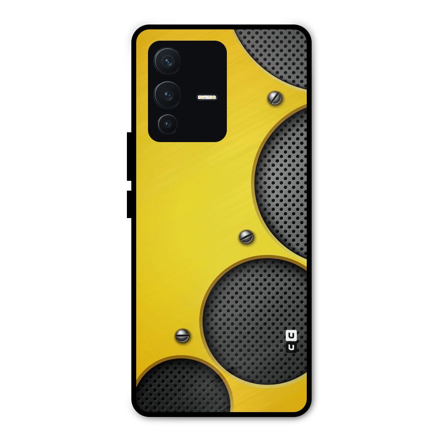 Black Net Yellow Metal Back Case for Vivo V23 Pro