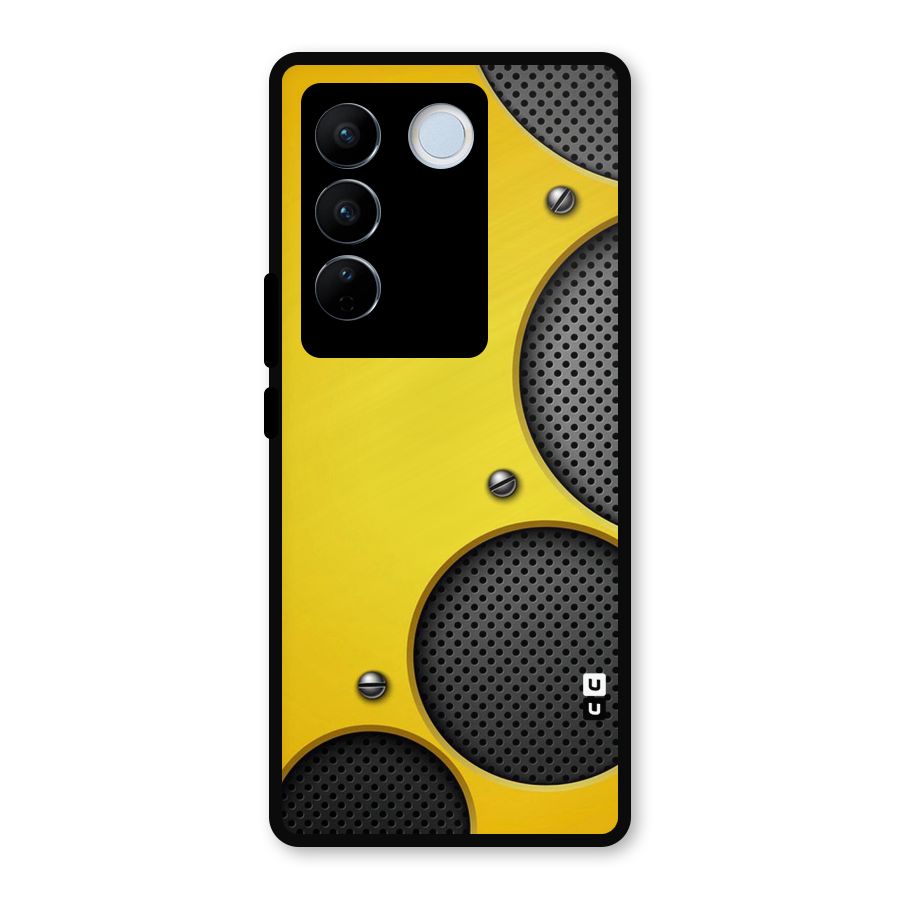 Black Net Yellow Metal Back Case for Vivo V27 Pro