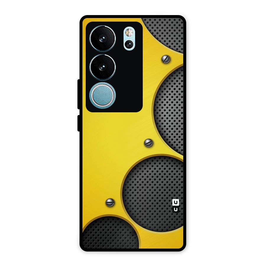 Black Net Yellow Metal Back Case for Vivo V29 Pro